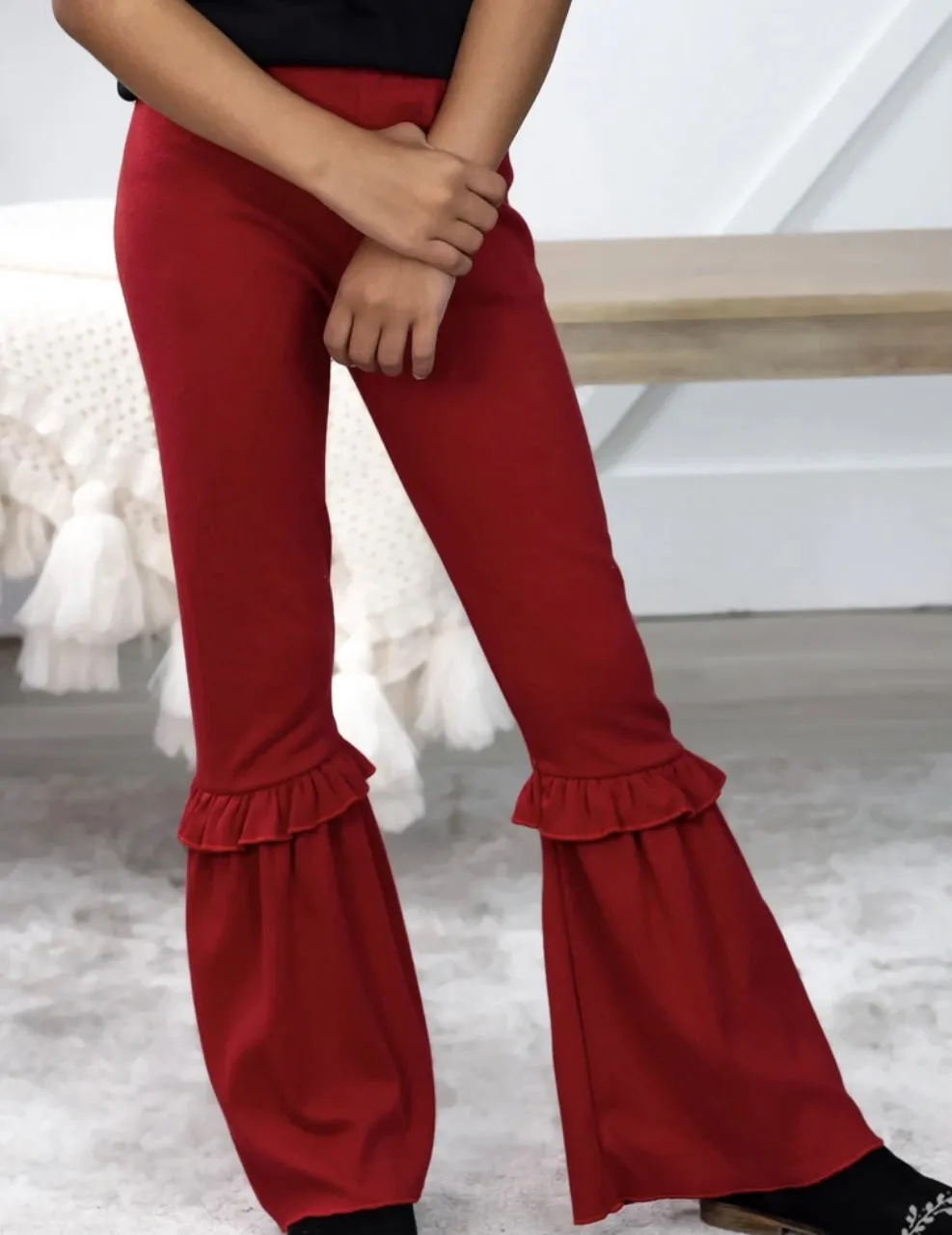 . GIRLS-RUFFLE BELLS - RED