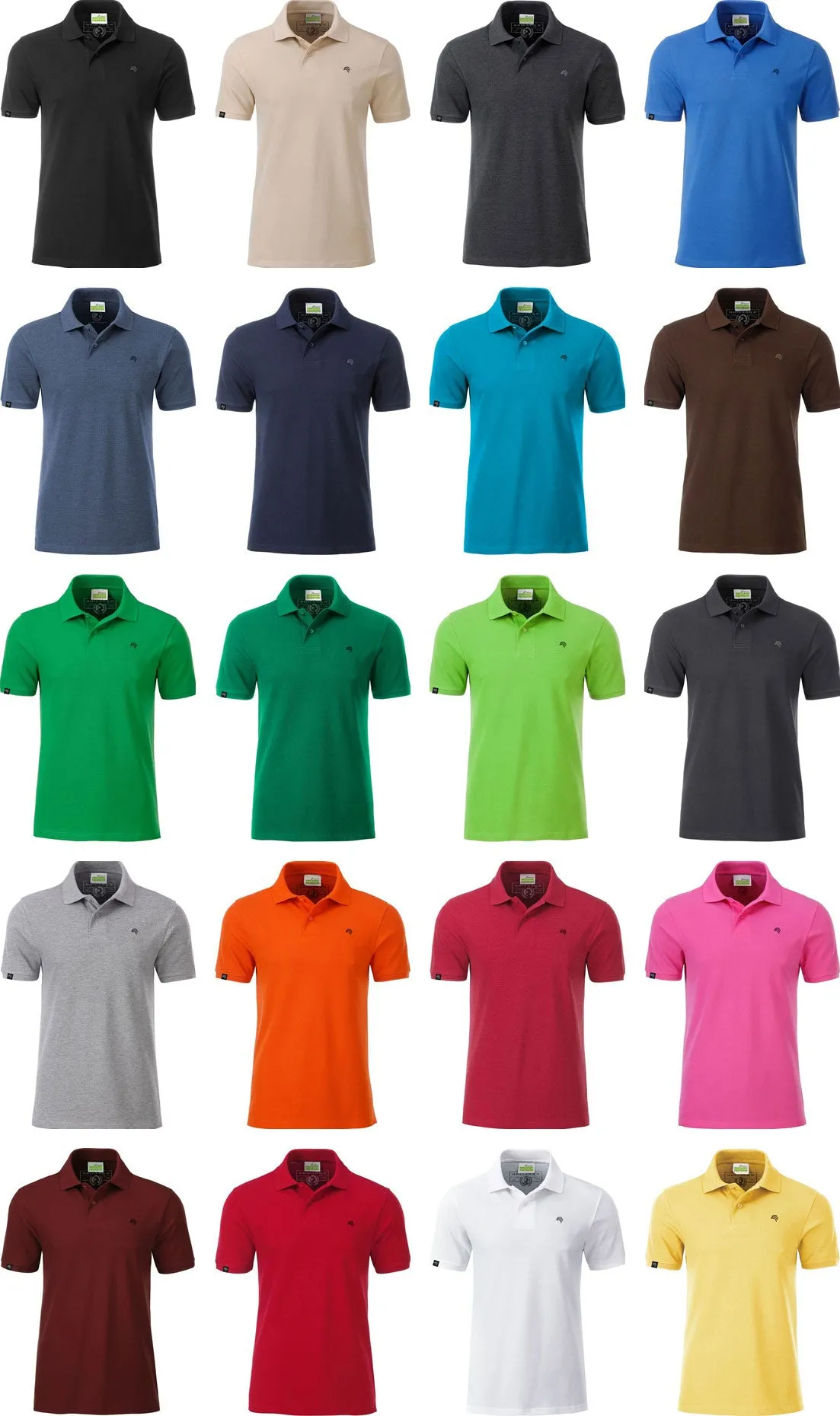 ― % ― JAN 8010 ― Men's Bio-Baumwolle Polo Shirt - Burgund Rot [L]
