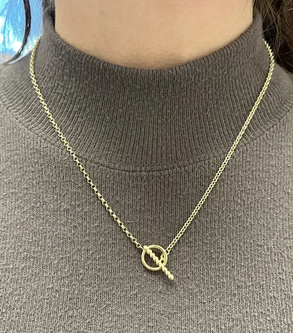 14K Gold Bar and Toggle Chain Necklace | 18 Inches - 1.5mm