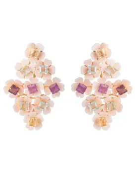 2-in-1 Pink Shell, Amethyst Blue & Lemon Quartz Earrings
