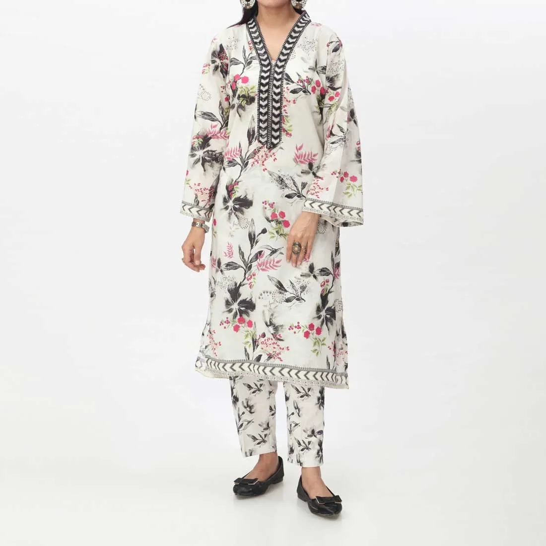 2PC- Digital Printed Cambric Suit PS4135