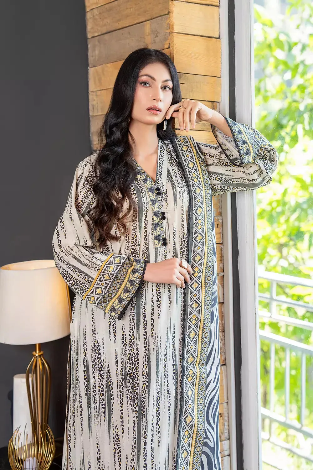 2PC Unstitched Printed Lawn Shirt and Dupatta KSD-2828