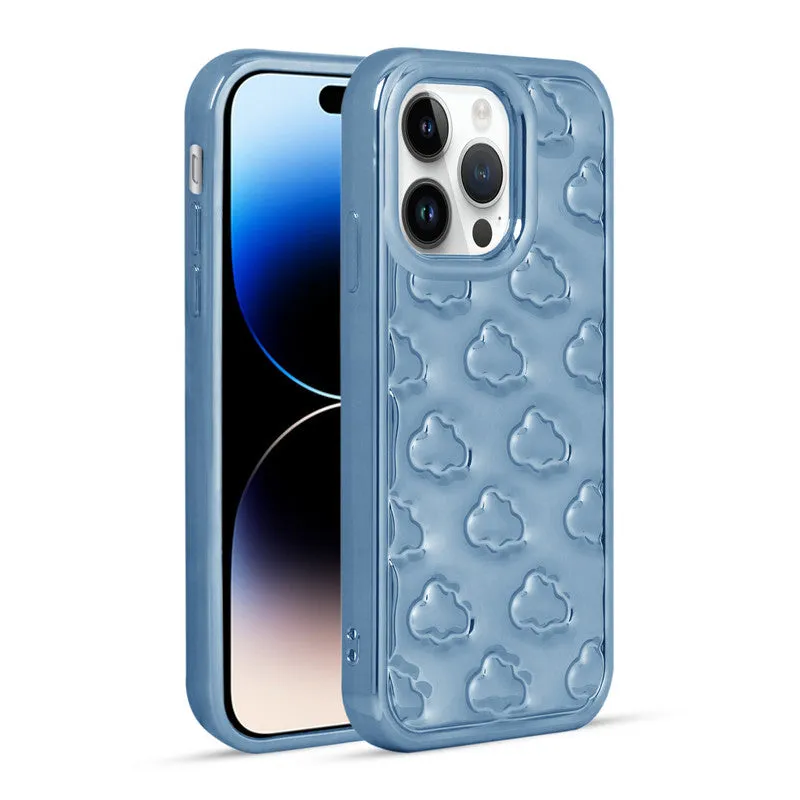 3D Cute Cloud Pattern Back Cover for Apple iPhone 14 Pro
