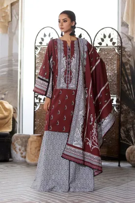 3PC Printed Unstitched Lawn Suit KLA-2585