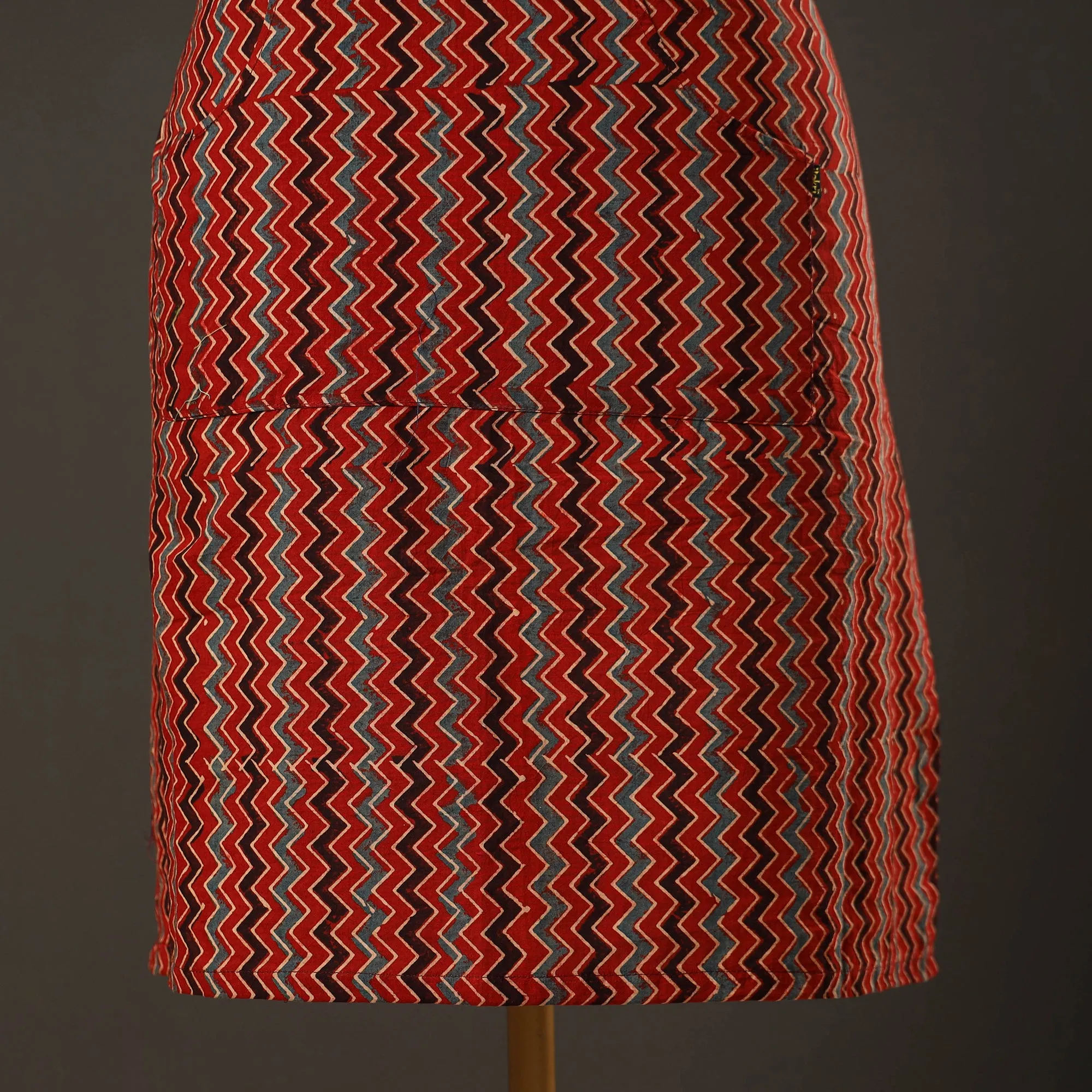 Ajrakh Block Printed Cotton Apron with Pocket 51