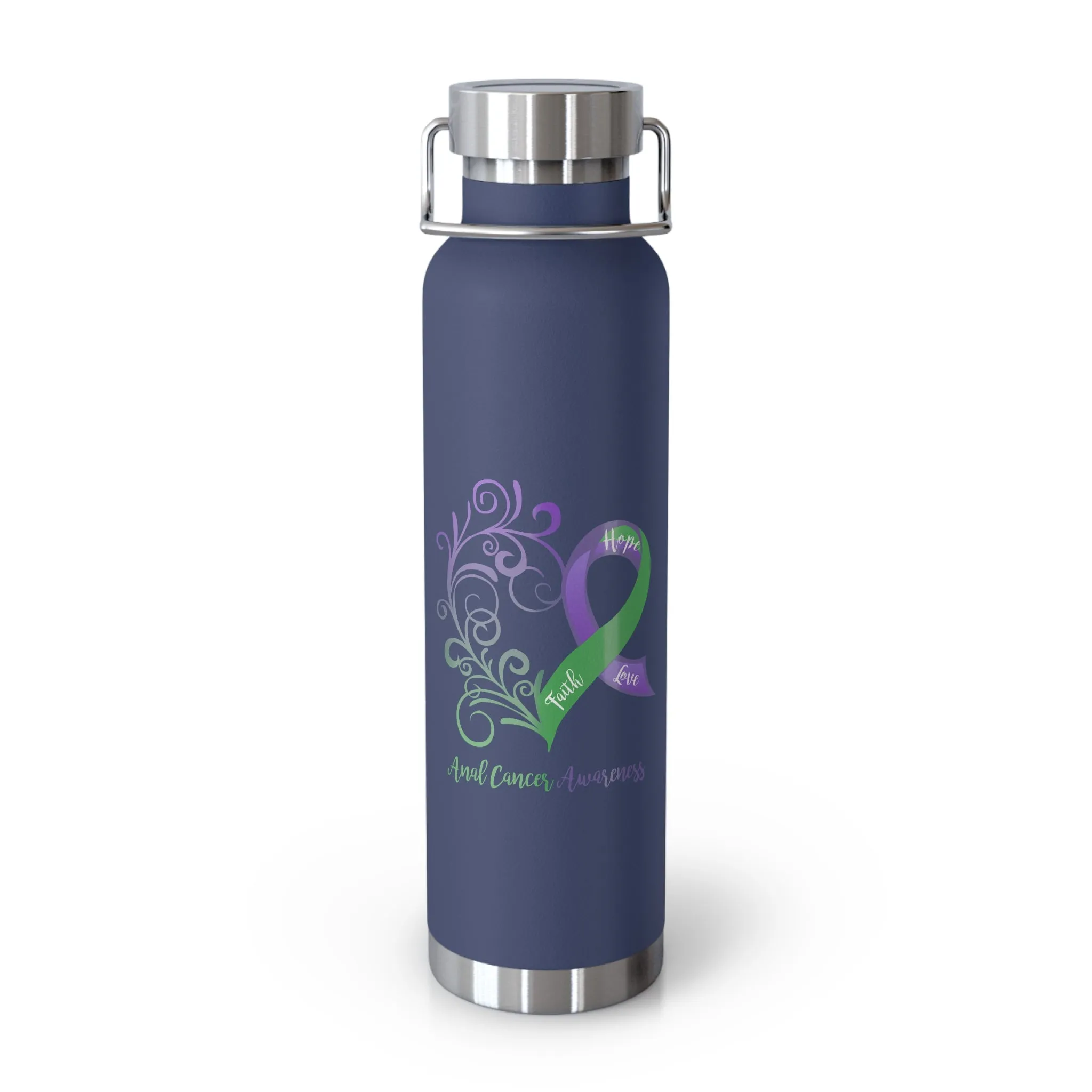 Anal Cancer Awareness Heart Copper Vacuum Insulated Bottle, 22oz