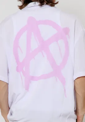 ANARCHY SYMBOL SHIRT WHITE & PINK