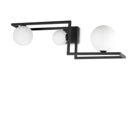 Angolo 3Lt Flush Light - Black/Brass Finish