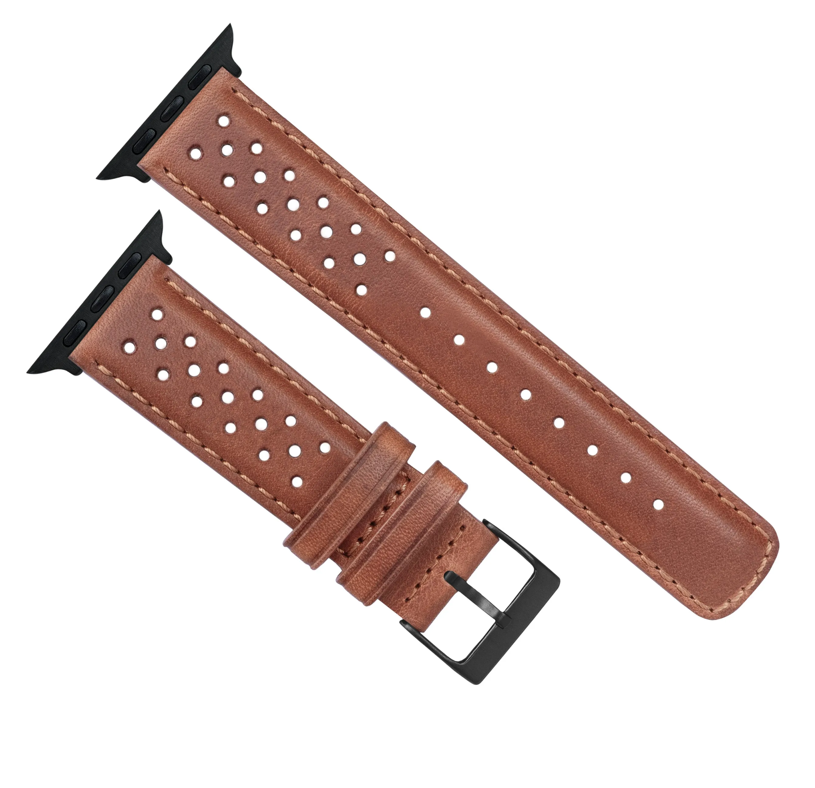 Apple Watch Caramel Brown Racing Horween Leather Watch Band