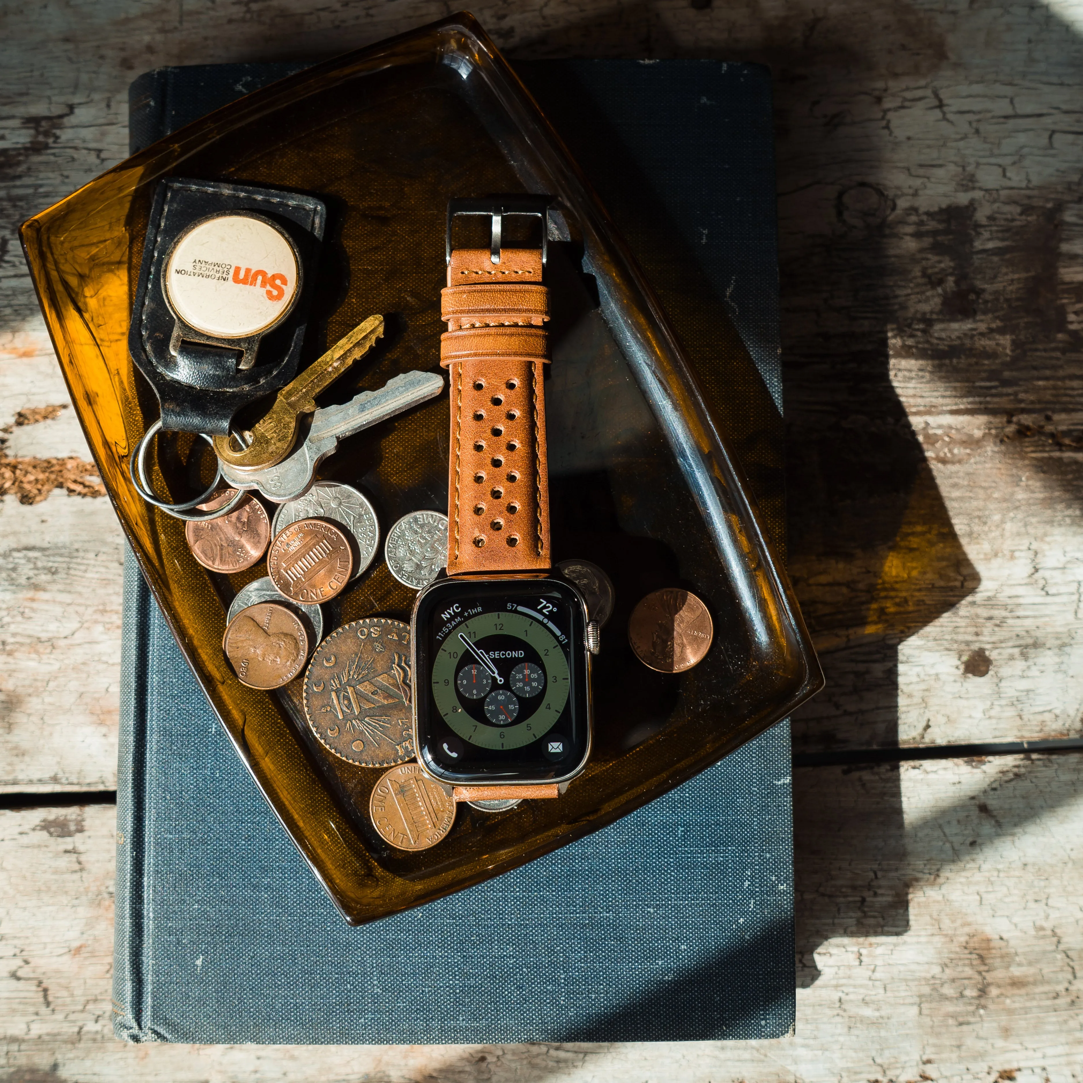 Apple Watch Caramel Brown Racing Horween Leather Watch Band