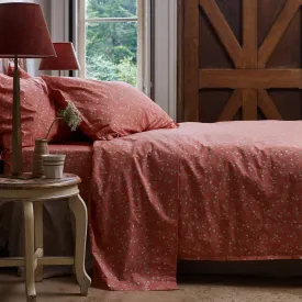 Apricot Floral Cotton Flat Sheet