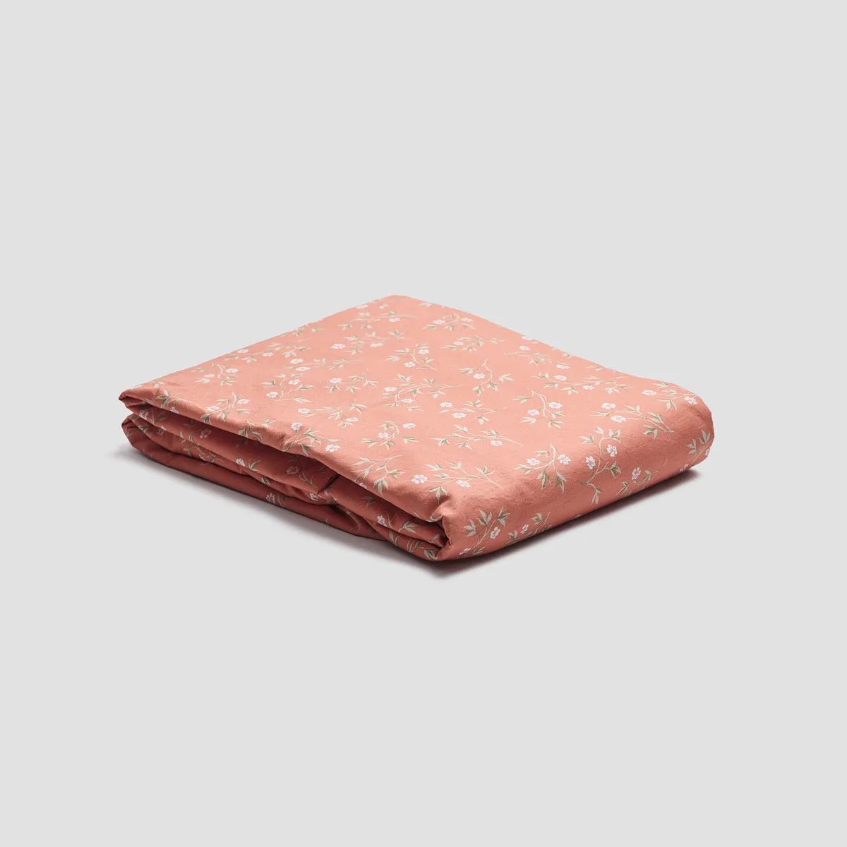 Apricot Floral Cotton Flat Sheet