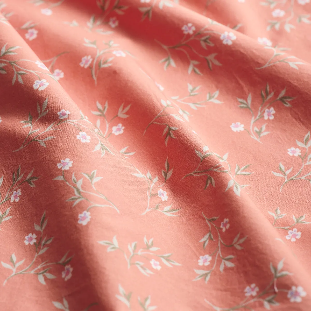 Apricot Floral Cotton Flat Sheet