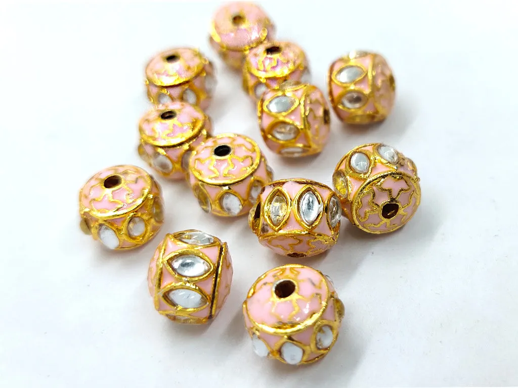 Baby Pink Meena Kundan Stone