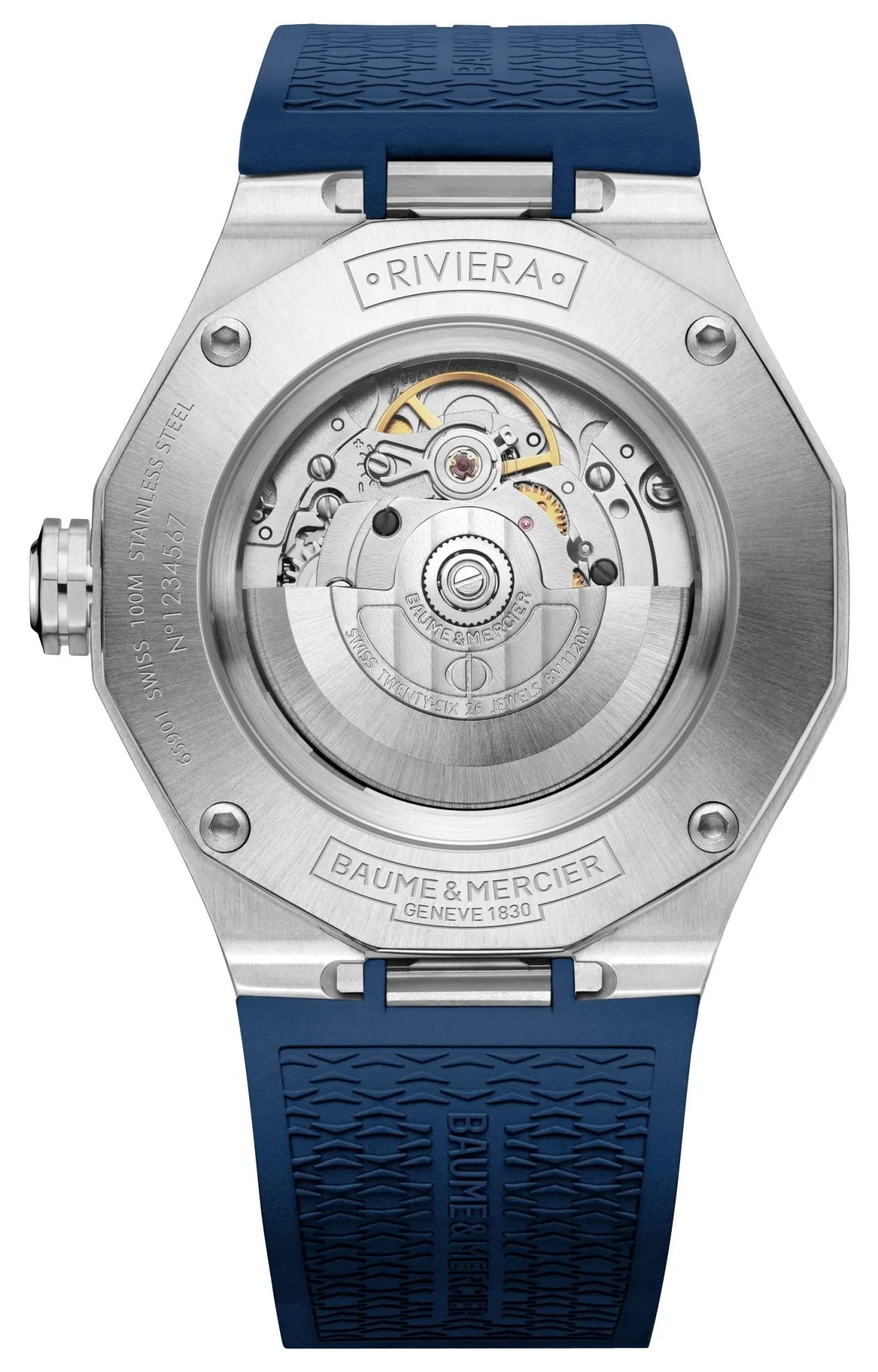 Baume & Mercier Riviera Automatic Stainless Steel Blue Dial Blue Rubber Strap Date Mens Watch M0A10619