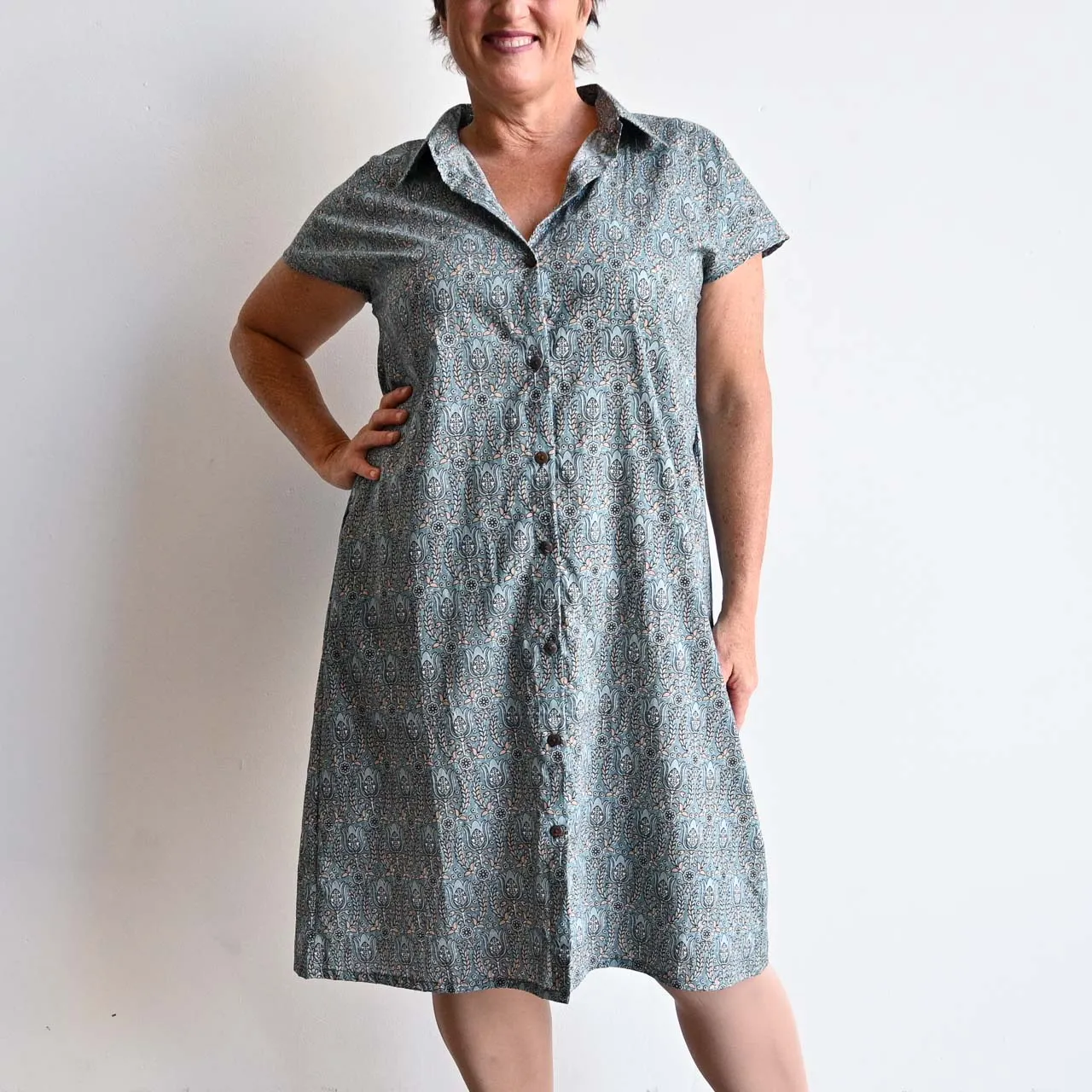 Be My Cotton Shirt Dress by KOBOMO - Spring Mist