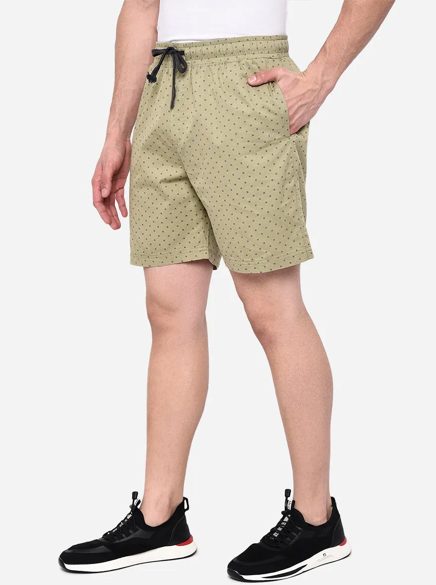 Beige Printed Regular Fit Shorts | JadeBlue