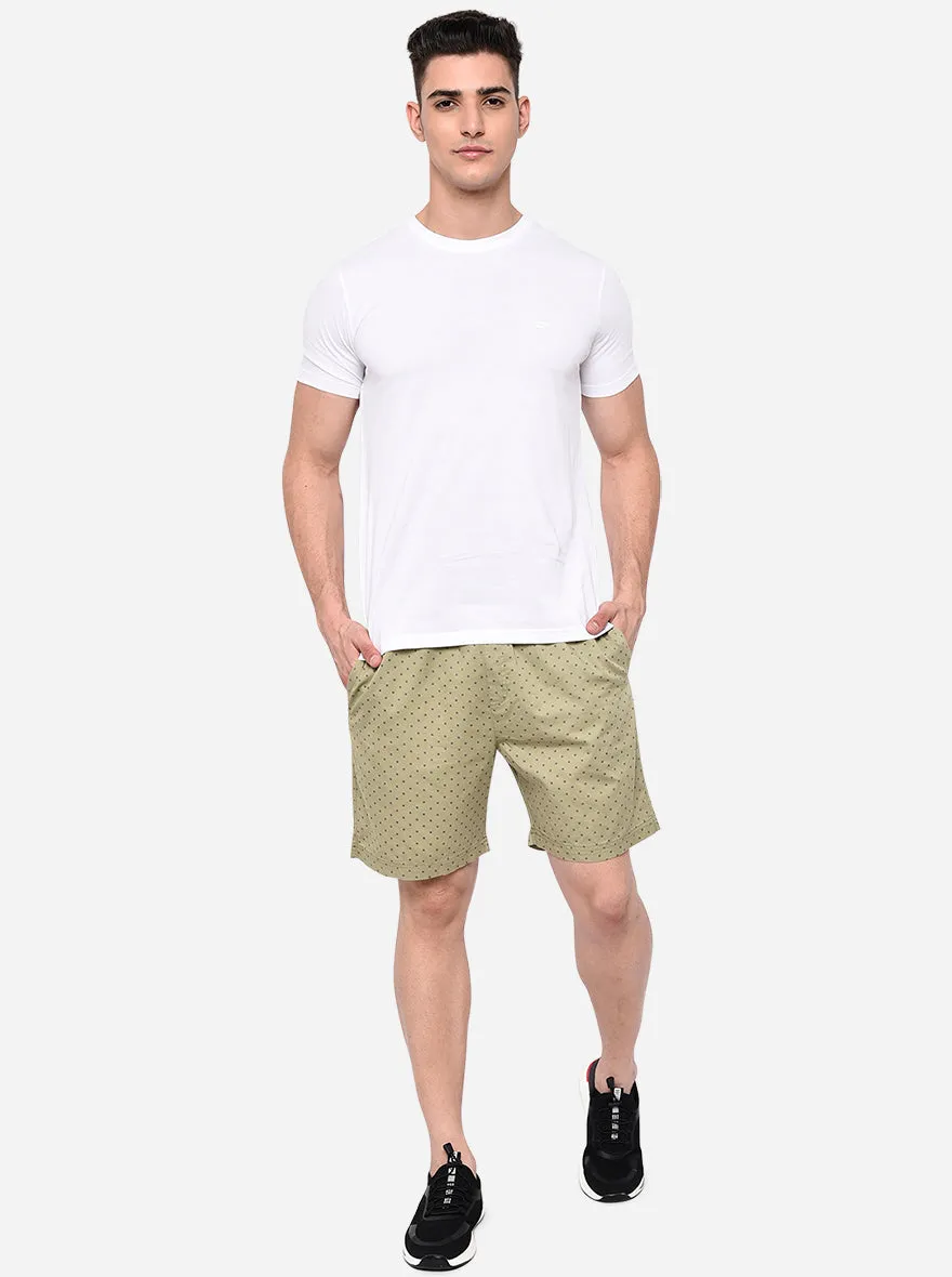 Beige Printed Regular Fit Shorts | JadeBlue