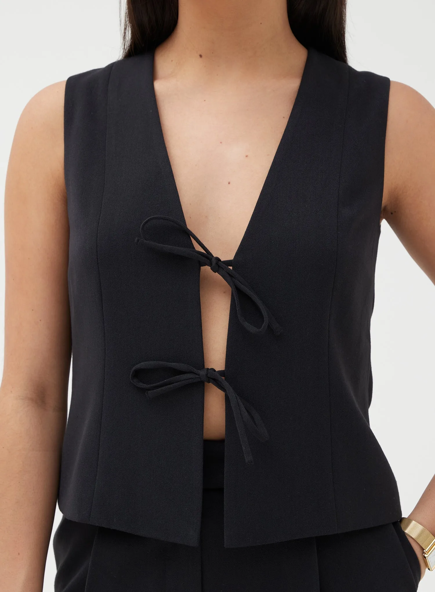 Black Tie Front Waistcoat – Delilah