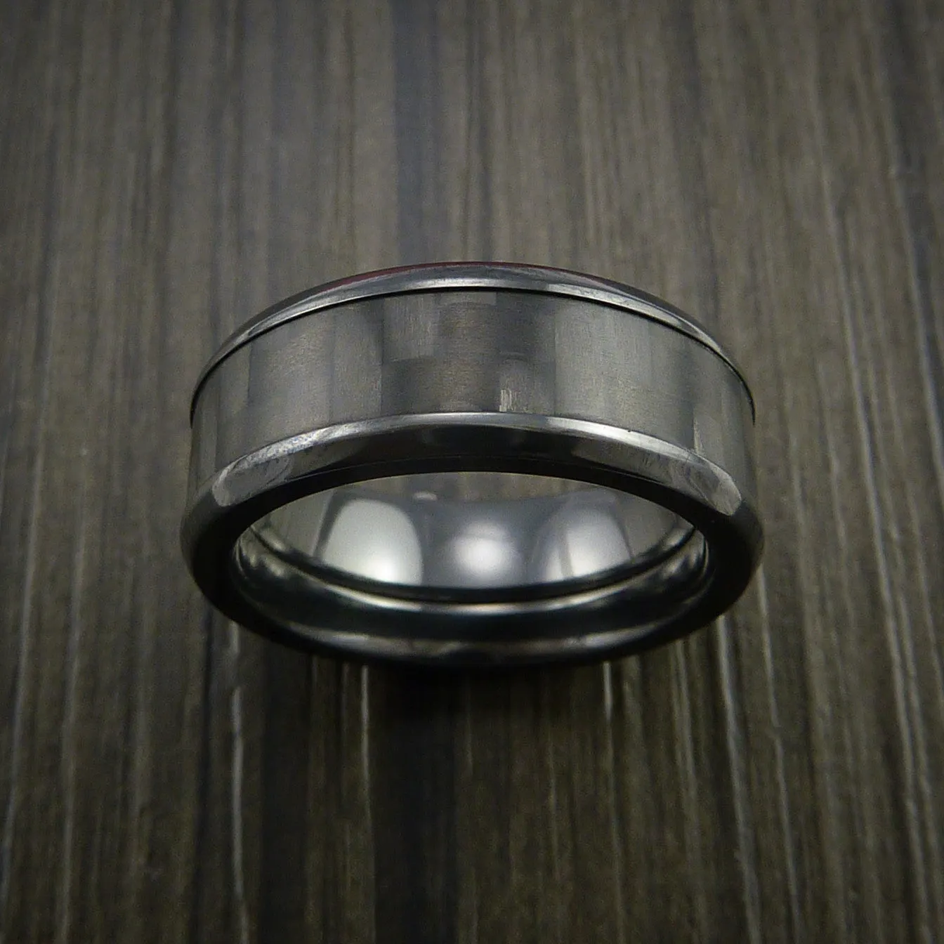 Black Titanium Men's Ring with Carbon Fiber Inlay Custom Made Wedding Band