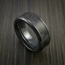Black Titanium Men's Ring with Carbon Fiber Inlay Custom Made Wedding Band
