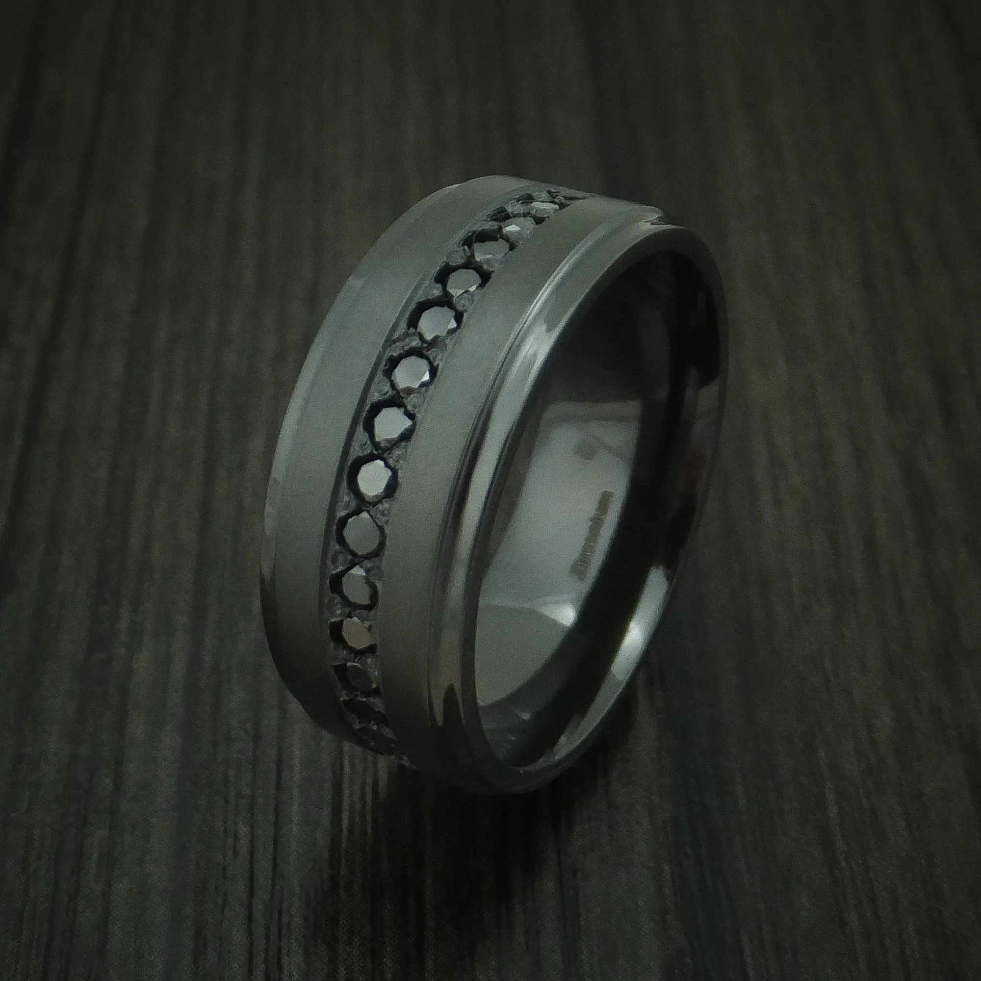 Black Zirconium And Black Diamonds Custom Made Men's Ring