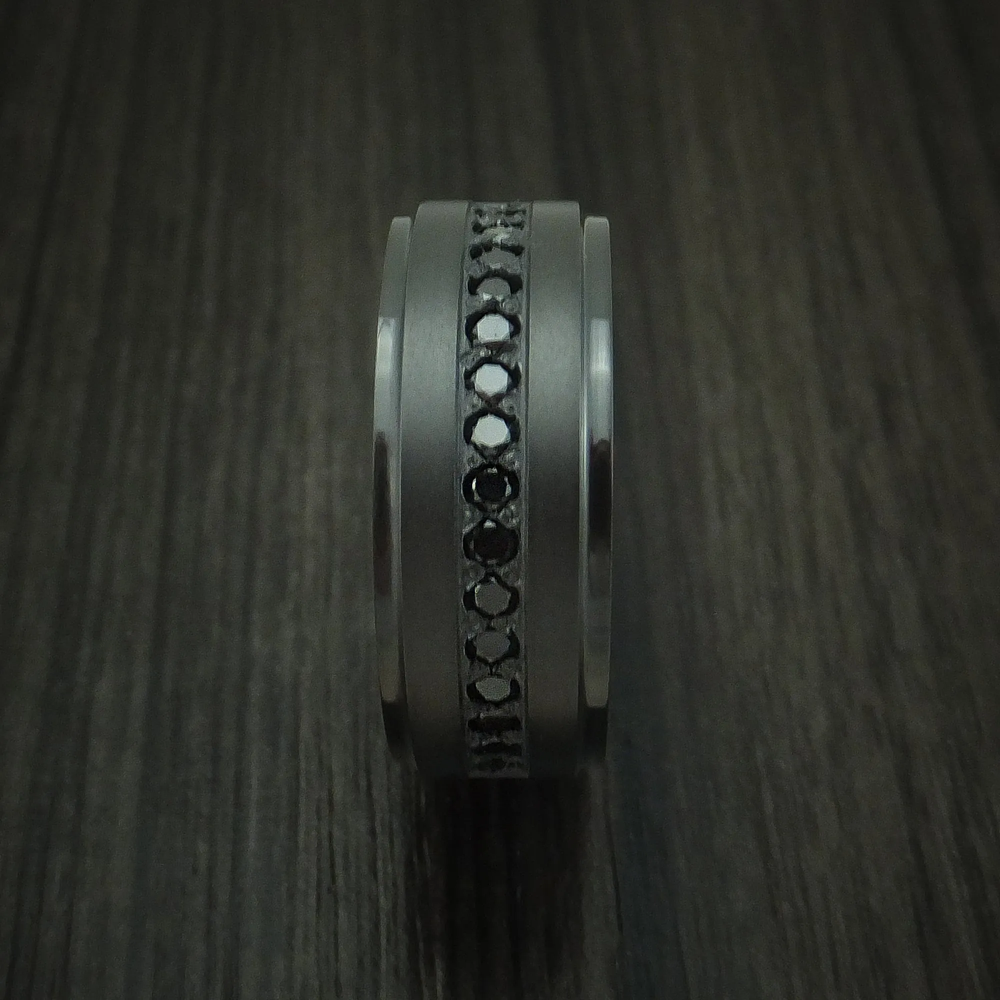 Black Zirconium And Black Diamonds Custom Made Men's Ring