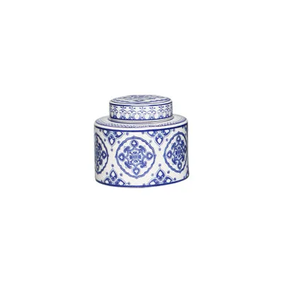 Blue and White Ceramic Urn Vase