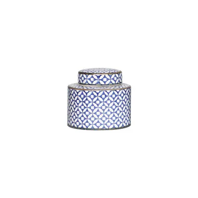 Blue and White Ceramic Urn Vase