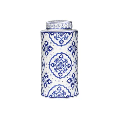 Blue and White Ceramic Urn Vase