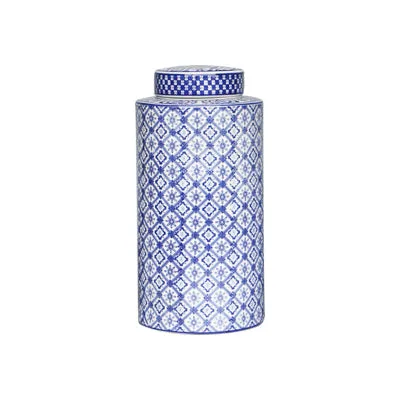 Blue and White Ceramic Urn Vase