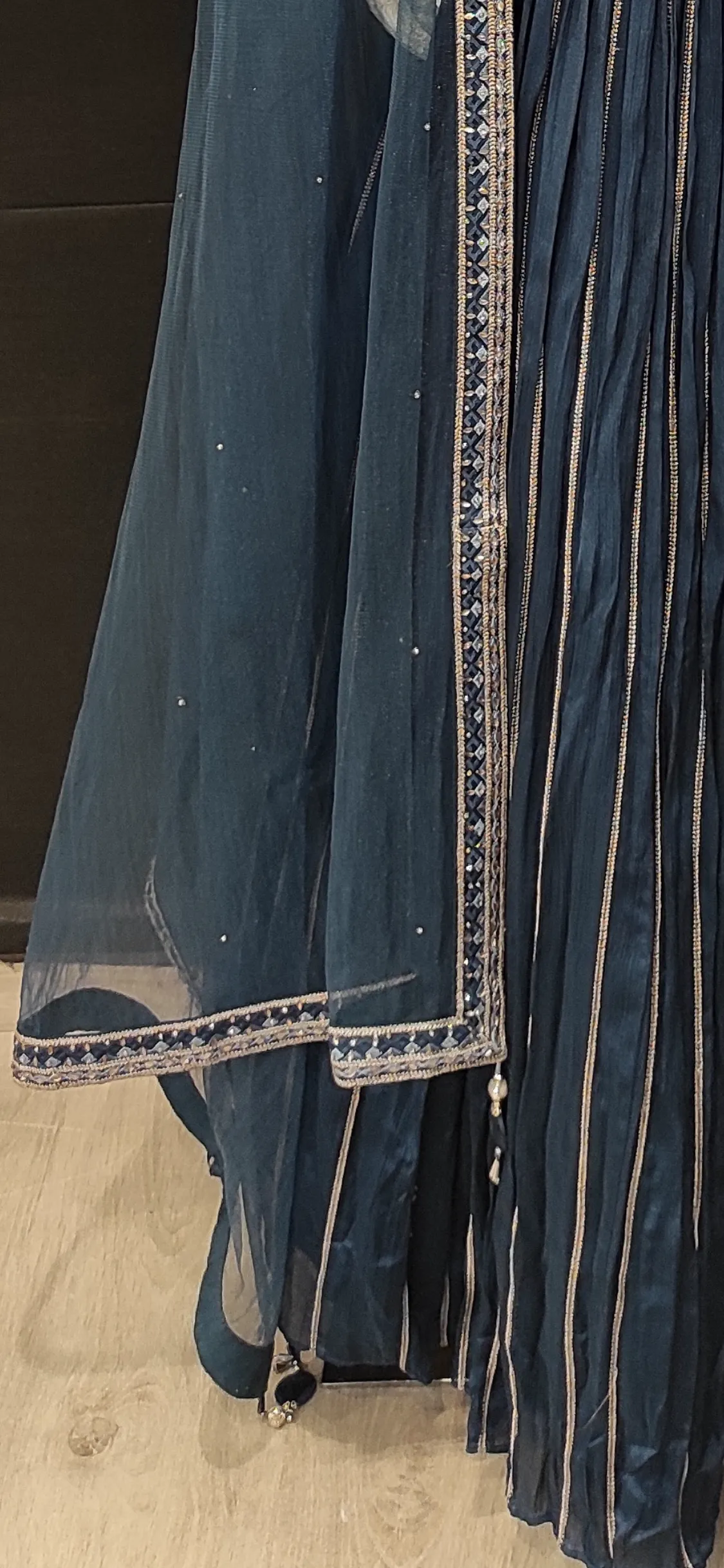 Blue Georgette Lehenga Choli with Hand Work and Dupatta