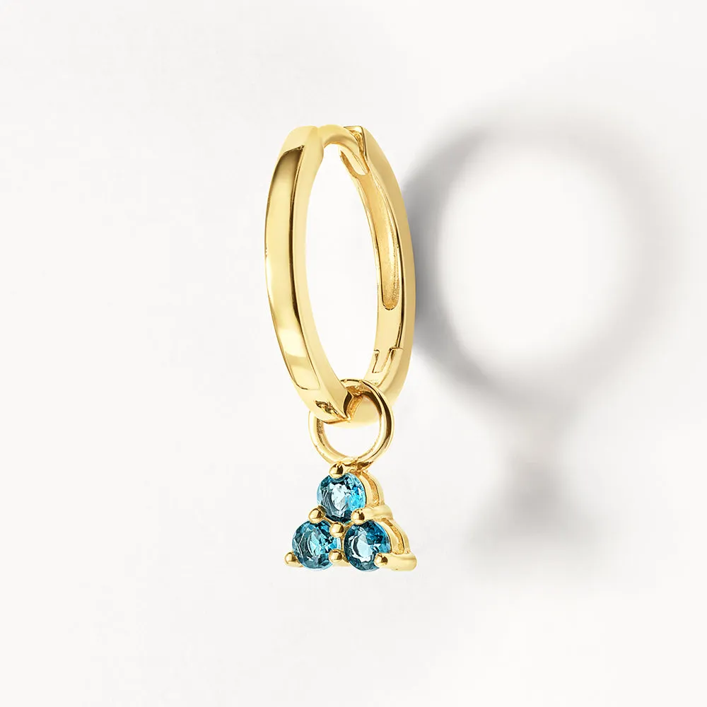 Blue Topaz Trio Charm in 10k Gold