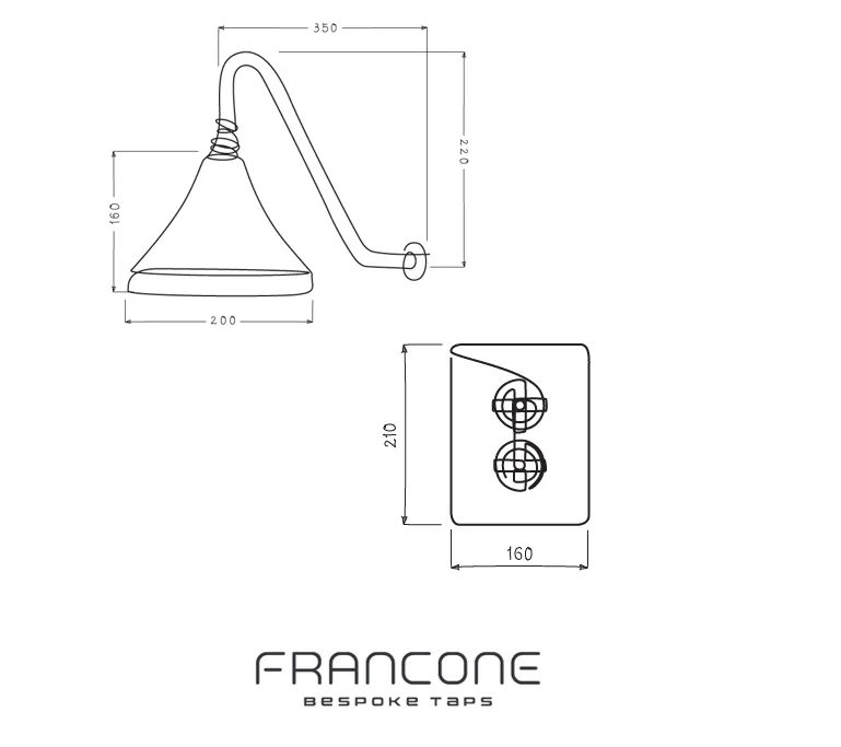 BTS52 Wall mounted Concealed thermostatic shower Bell Showerhead