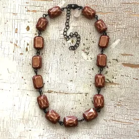 Burnt Coffee Brown Faceted Bead Amelia Necklace