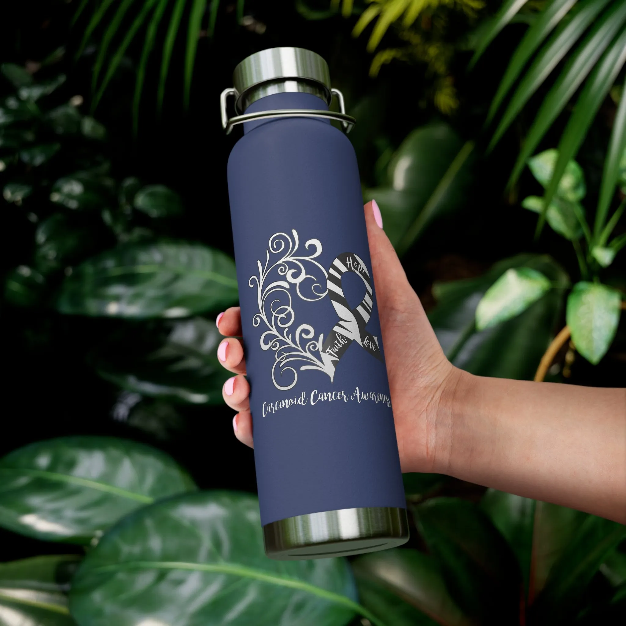 Carcinoid Cancer Awareness Heart Copper Vacuum Insulated Bottle, 22oz