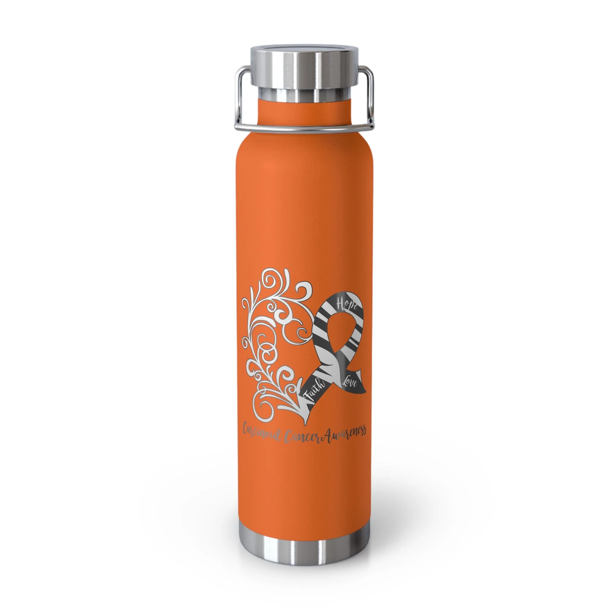Carcinoid Cancer Awareness Heart Copper Vacuum Insulated Bottle, 22oz