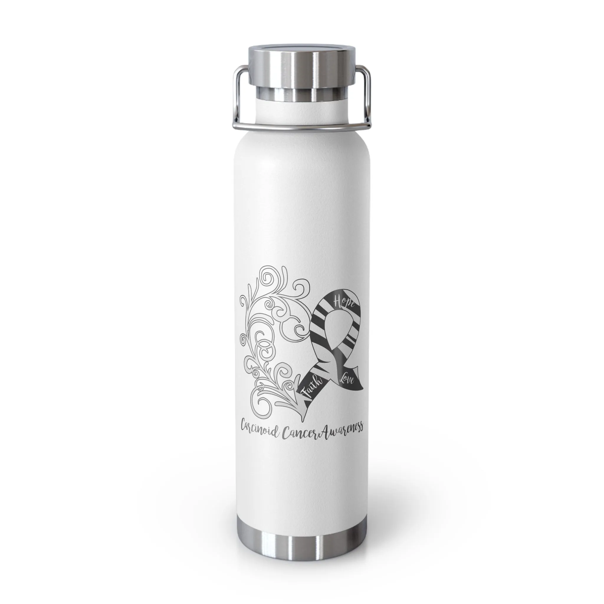 Carcinoid Cancer Awareness Heart Copper Vacuum Insulated Bottle, 22oz