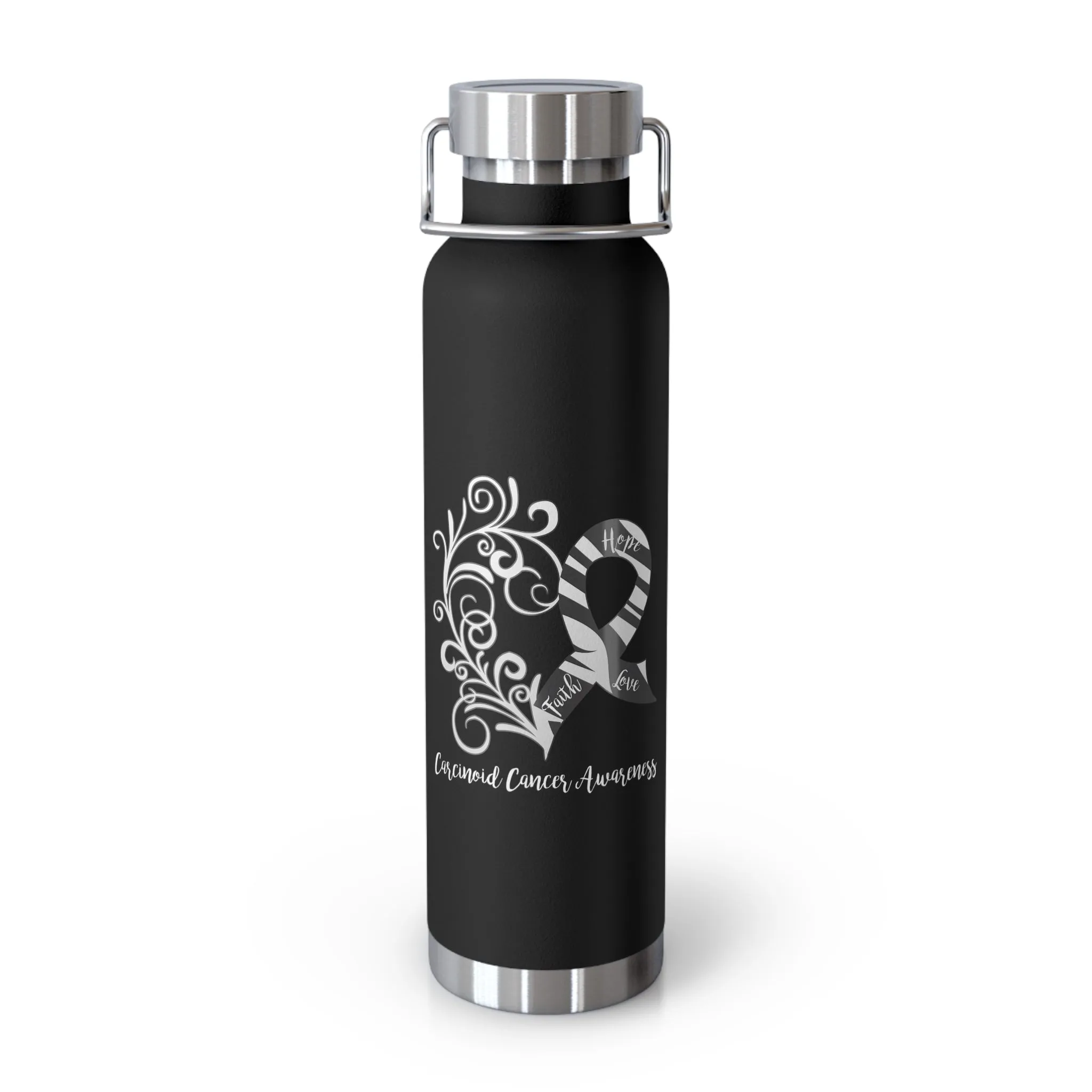 Carcinoid Cancer Awareness Heart Copper Vacuum Insulated Bottle, 22oz