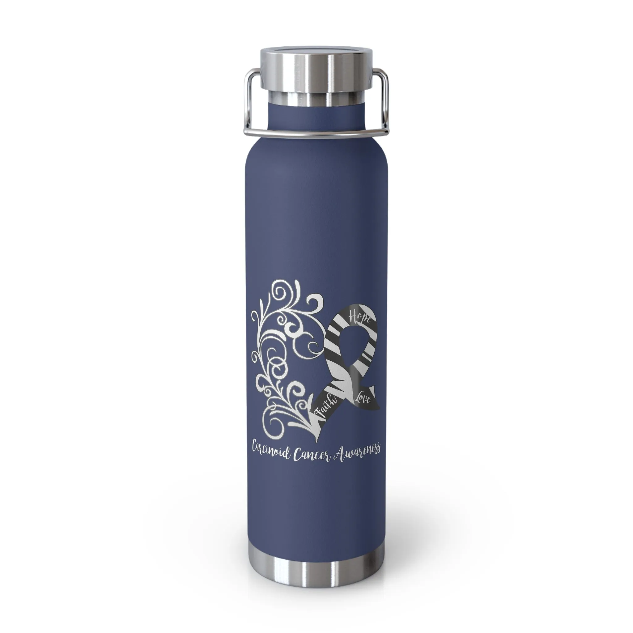Carcinoid Cancer Awareness Heart Copper Vacuum Insulated Bottle, 22oz