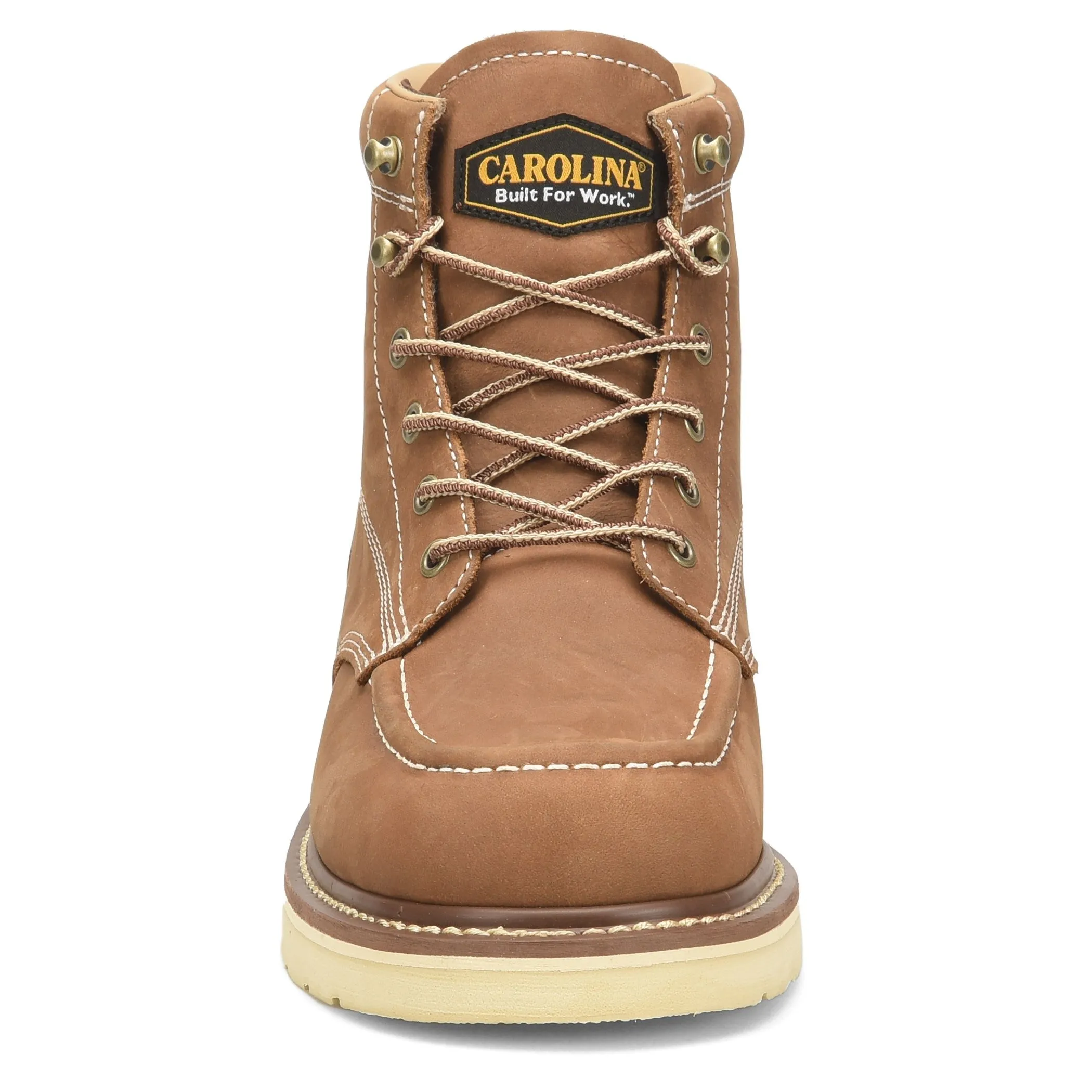 Carolina Men's AMP Tan 6" Waterproof Moc Toe Wedge Work Boots CA7041
