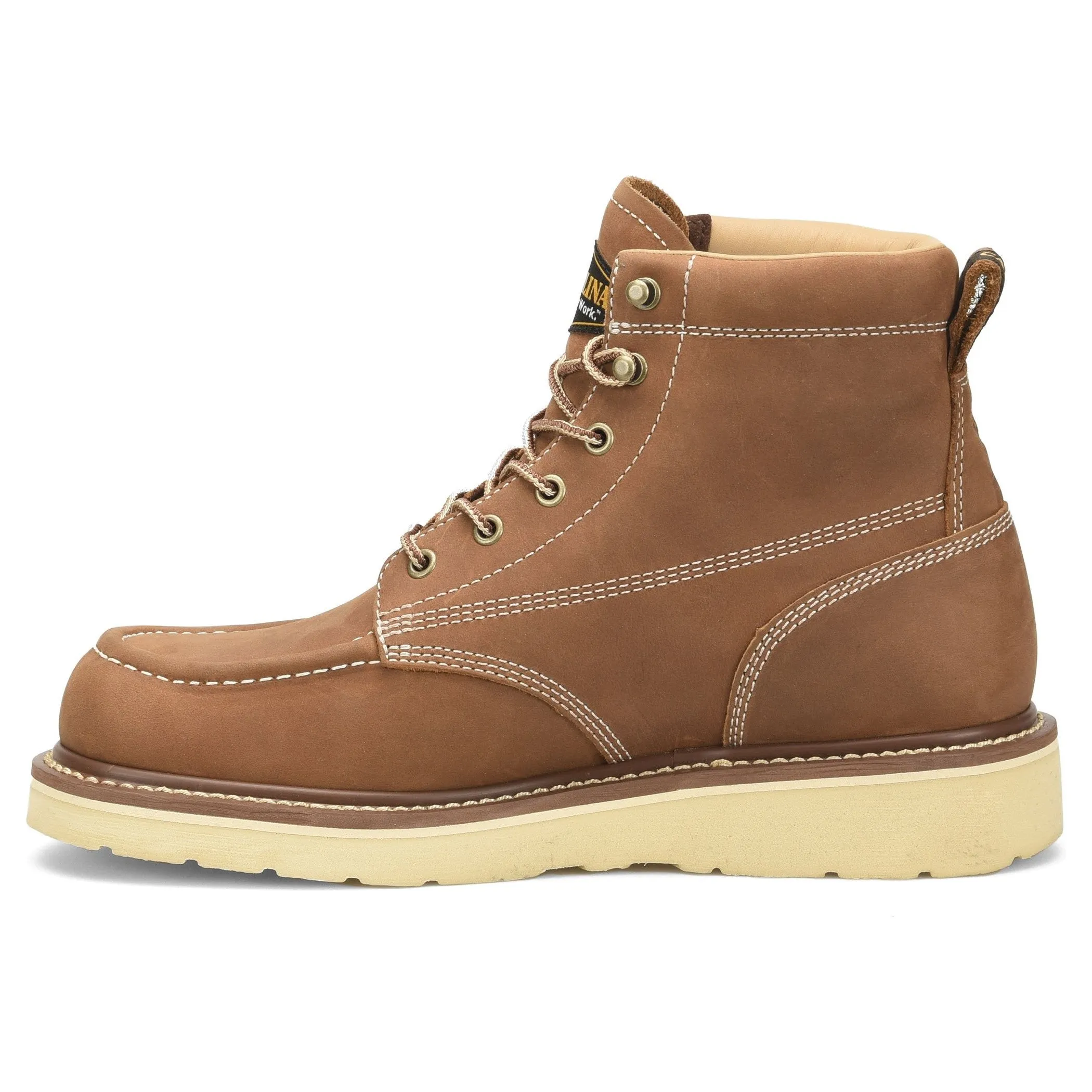 Carolina Men's AMP Tan 6" Waterproof Moc Toe Wedge Work Boots CA7041