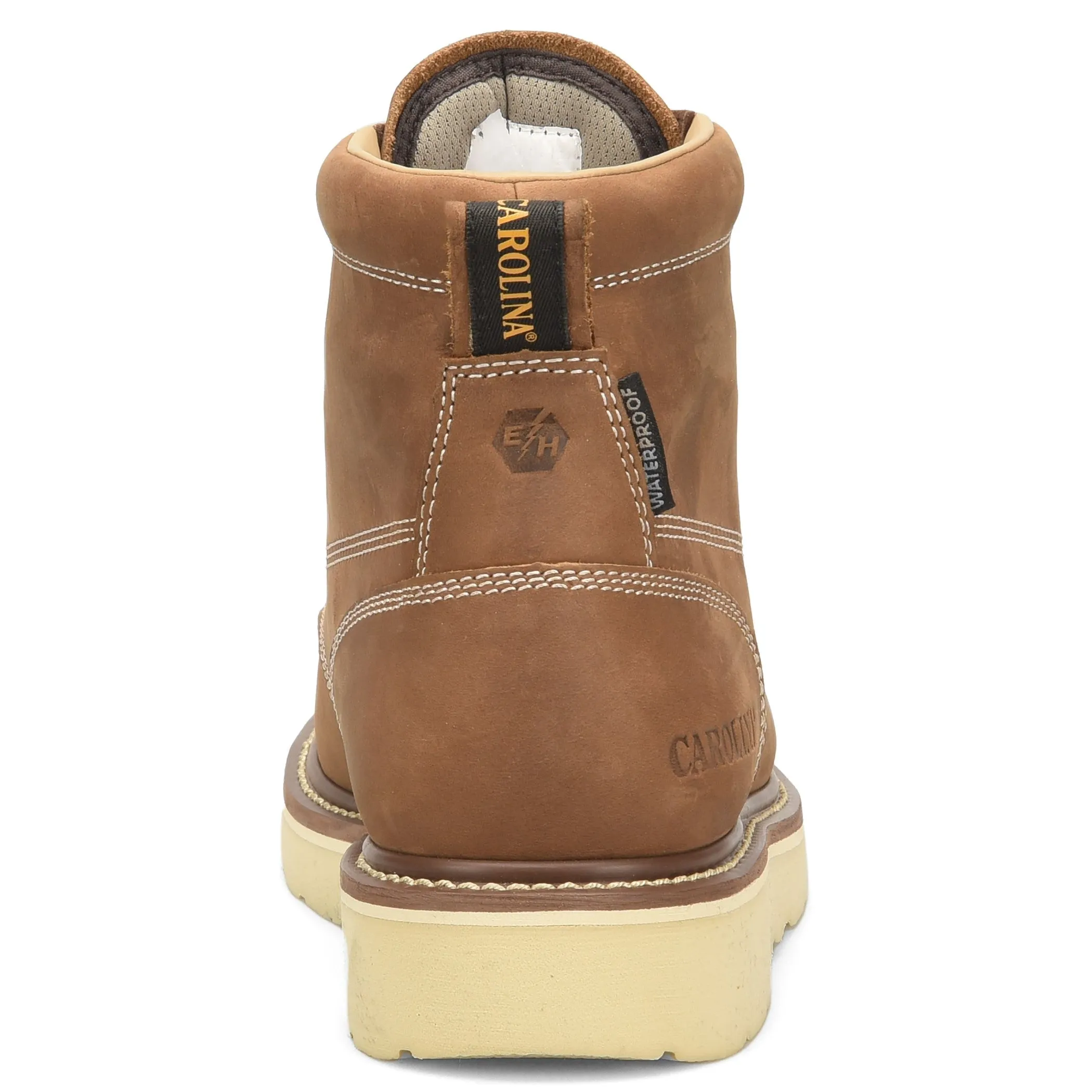 Carolina Men's AMP Tan 6" Waterproof Moc Toe Wedge Work Boots CA7041