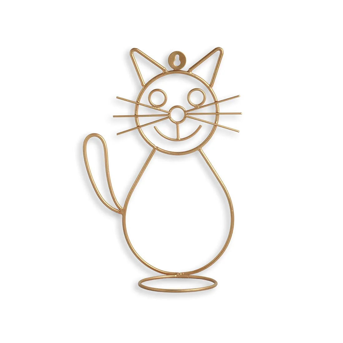 'Cat' Wall Planter Pot In Galvanized Iron (13 Inch, Brass Finish)
