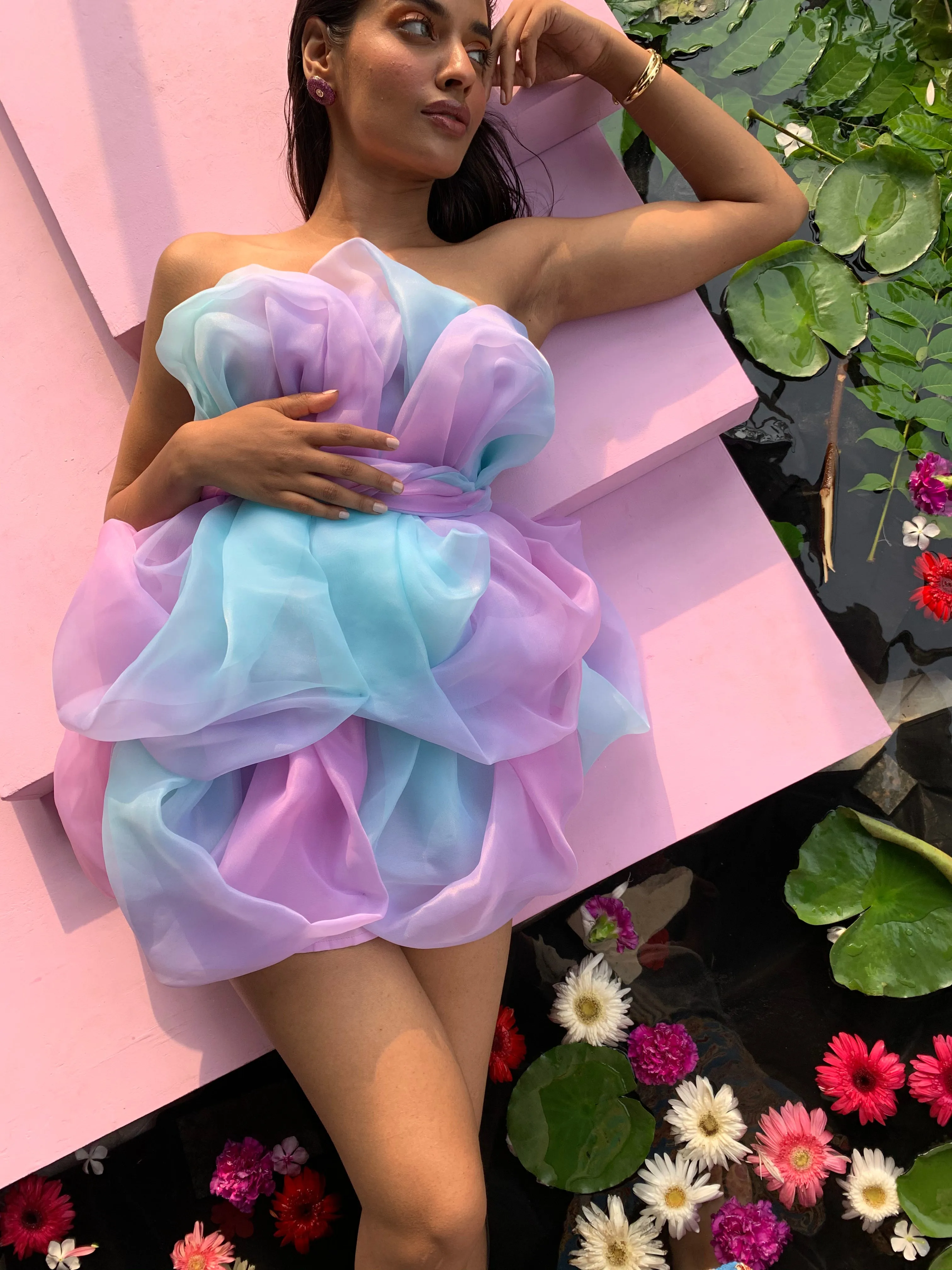 Cezanne Ombre Swirl Handmade Organza Dress