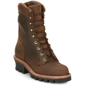 Chippewa Men's Super Dna 9" Plain Toe WP Lace Up Work Boot -Brown- 59406