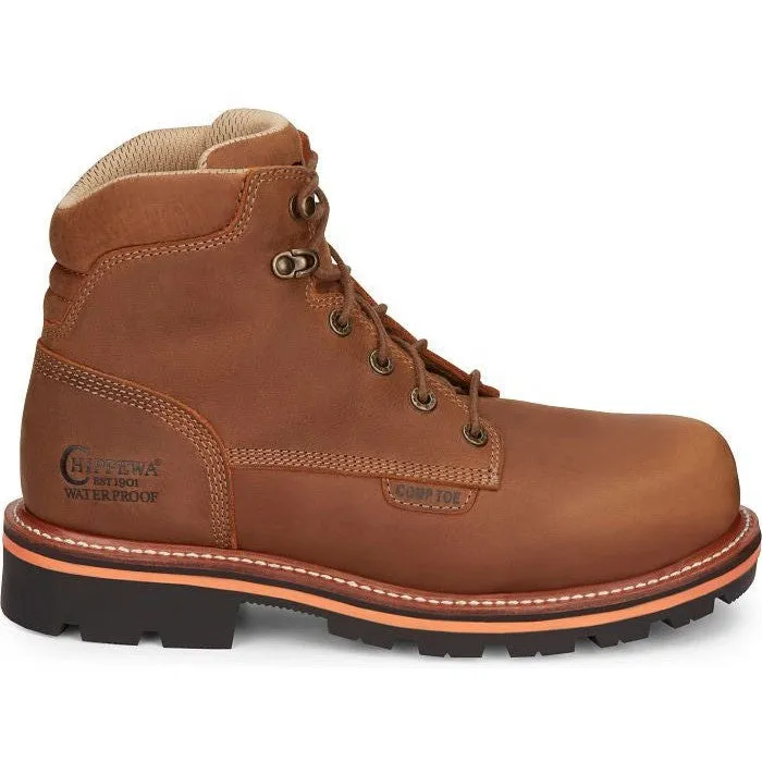 Chippewa Men's Thunderstruck 6" WP Nano Comp Toe Work Boot -Tan- TH1011