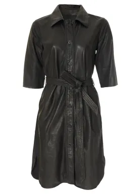 'Clare' Black Leather Dress