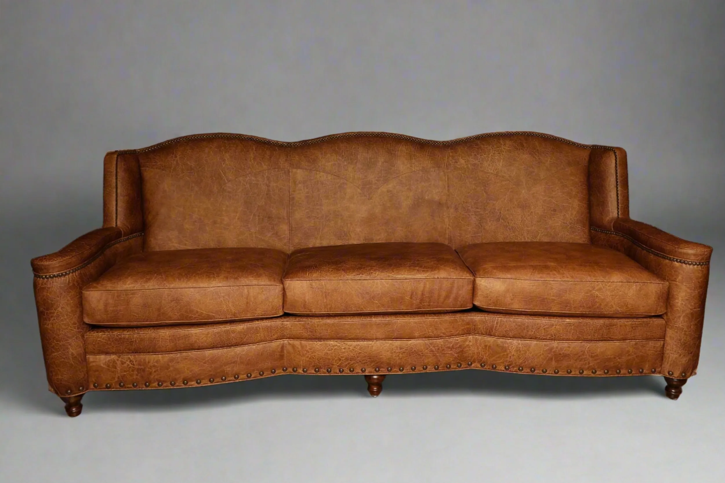 Classic Curved Western Leather Sofa