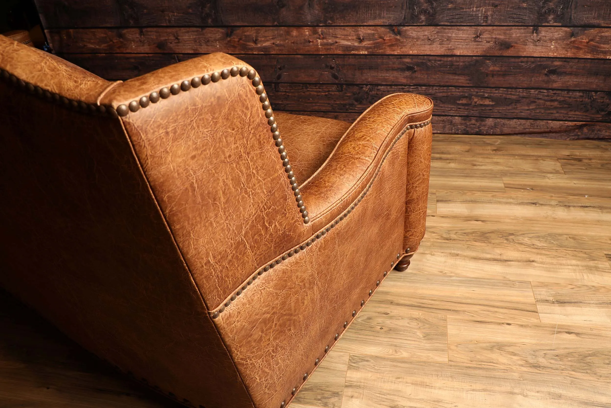 Classic Curved Western Leather Sofa
